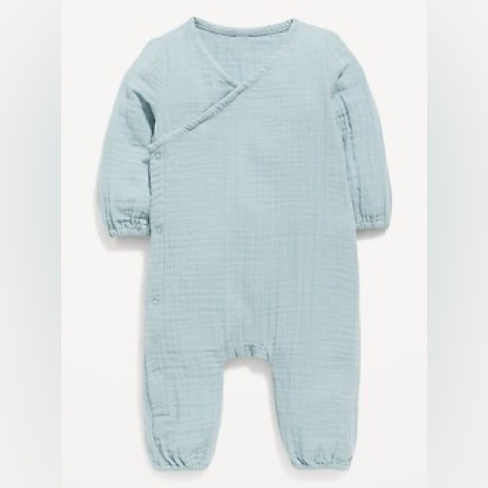 Old Navy Unisex Long-Sleeve Double-Weave Wrap-Front One-Piece for Baby